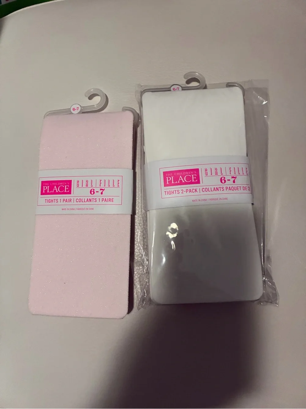 The Children's Place Girls' Tights 6-7 - Pink & White & Black